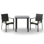 Set comedor de jardín 3 pzas con cojines ratán sintético negro by , Garden sets - Ref: Foro24-3185131, Price: 203,05 €, Disco...