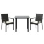 Set comedor de jardín 3 pzas con cojines ratán sintético negro by , Garden sets - Ref: Foro24-3185131, Price: 203,05 €, Disco...