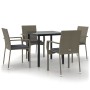 Set comedor jardín 5 pzas y cojines ratán sintético negro gris by , Garden sets - Ref: Foro24-3185138, Price: 326,23 €, Disco...