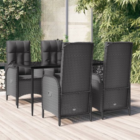 Set de muebles jardín 5 pzas con cojines ratán sintético negro by , Garden sets - Ref: Foro24-3185171, Price: 600,60 €, Disco...
