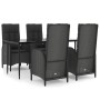 Set de muebles jardín 5 pzas con cojines ratán sintético negro by , Garden sets - Ref: Foro24-3185171, Price: 600,60 €, Disco...