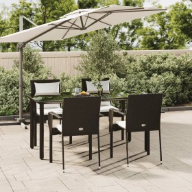 Set de muebles jardín 5 pzas con cojines ratán sintético negro by , Garden sets - Ref: Foro24-3185110, Price: 400,13 €, Disco...