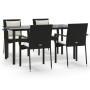Set de muebles jardín 5 pzas con cojines ratán sintético negro by , Garden sets - Ref: Foro24-3185110, Price: 400,13 €, Disco...