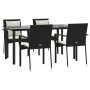 Set de muebles jardín 5 pzas con cojines ratán sintético negro by , Garden sets - Ref: Foro24-3185110, Price: 400,13 €, Disco...