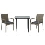 Set comedor jardín 3 pzas y cojines ratán sintético negro gris by , Garden sets - Ref: Foro24-3185125, Price: 222,39 €, Disco...