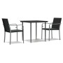 Juego comedor jardín 3 piezas y cojines ratán sintético y acero von , Gartensets - Ref: Foro24-3186939, Preis: 216,12 €, Raba...