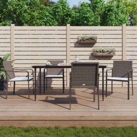 Juego comedor jardín 5 piezas y cojines ratán sintético y acero von , Gartensets - Ref: Foro24-3186945, Preis: 334,90 €, Raba...