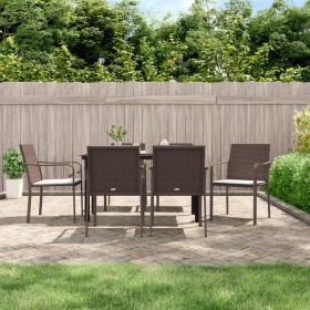 Juego comedor jardín 7 piezas y cojines ratán sintético y acero von , Gartensets - Ref: Foro24-3186958, Preis: 409,77 €, Raba...