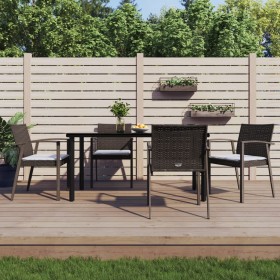 Juego comedor jardín 5 piezas y cojines ratán sintético y acero von , Gartensets - Ref: Foro24-3186993, Preis: 404,01 €, Raba...