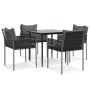 Juego comedor jardín 5 piezas y cojines ratán sintético y acero by , Garden sets - Ref: Foro24-3187052, Price: 439,61 €, Disc...