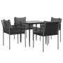 Juego comedor jardín 5 piezas y cojines ratán sintético y acero by , Garden sets - Ref: Foro24-3187052, Price: 439,61 €, Disc...