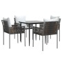 Juego comedor jardín 5 piezas y cojines ratán sintético y acero von , Gartensets - Ref: Foro24-3187050, Preis: 386,57 €, Raba...