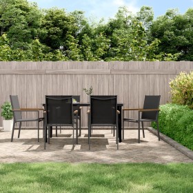 Juego de comedor para jardín 7 piezas acero y textilene negro de , Conjuntos de jardín - Ref: Foro24-3187046, Precio: 384,28 €