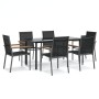 Juego de comedor para jardín 7 piezas acero y textilene negro de , Conjuntos de jardín - Ref: Foro24-3187046, Precio: 384,28 €