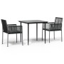 Set comedor jardín 3 pzas y cojines acero ratán sintético negro de , Conjuntos de jardín - Ref: Foro24-3187065, Precio: 251,2...