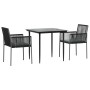 Set comedor jardín 3 pzas y cojines acero ratán sintético negro de , Conjuntos de jardín - Ref: Foro24-3187065, Precio: 251,2...