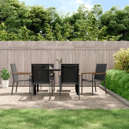 Juego de comedor para jardín 7 piezas acero y textilene negro by , Garden sets - Ref: Foro24-3187044, Price: 411,25 €, Discou...