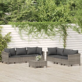 Set de muebles de jardín 7 pzas y cojines ratán sintético gris de , Conjuntos de jardín - Ref: Foro24-3187266, Precio: 631,28...
