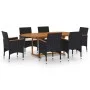 7-teiliges Garten-Ess-Set aus schwarzem synthetischem Rattan von vidaXL, Gartensets - Ref: Foro24-3070755, Preis: 643,57 €, R...