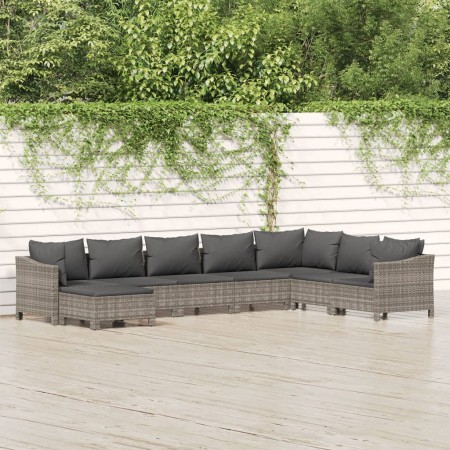 Set de muebles de jardín 8 pzas y cojines ratán sintético gris by , Garden sets - Ref: Foro24-3187298, Price: 644,33 €, Disco...