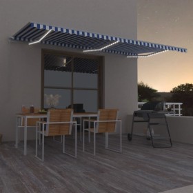 Toldo manual retráctil con LED azul y blanco 600x350 cm de vidaXL, Toldos - Ref: Foro24-3069041, Precio: 705,24 €, Descuento: %