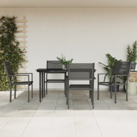 Juego de comedor para jardín 5 piezas acero y textilene negro by , Garden sets - Ref: Foro24-3200720, Price: 315,88 €, Discou...