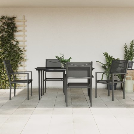 Juego de comedor para jardín 5 piezas acero y textilene negro by , Garden sets - Ref: Foro24-3200720, Price: 315,88 €, Discou...