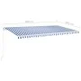 Manual retractable awning with blue and white LED 600x350 cm by vidaXL, Awnings - Ref: Foro24-3069041, Price: 746,63 €, Disco...