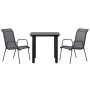 Juego de comedor para jardín 3 piezas acero y textilene negro