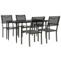 Juego de comedor para jardín 5 piezas acero y textilene negro by , Garden sets - Ref: Foro24-3200722, Price: 337,76 €, Discou...