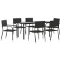 Juego de comedor de jardín 7 pzas ratán sintético y acero negro by , Garden sets - Ref: Foro24-3203285, Price: 313,92 €, Disc...