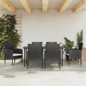Juego de comedor de jardín 7 pzas ratán sintético y acero negro by , Garden sets - Ref: Foro24-3203309, Price: 380,87 €, Disc...