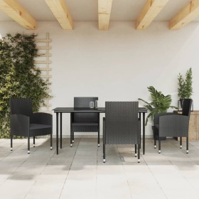 Juego de comedor de jardín 5 pzas ratán sintético y acero negro by , Garden sets - Ref: Foro24-3203340, Price: 398,44 €, Disc...