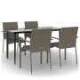 Set comedor jardín 5 pzas y cojines ratán sintético negro gris de , Conjuntos de jardín - Ref: Foro24-3185127, Precio: 365,78...