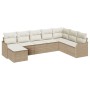 Conjunto de sofá de jardín con cojín 8 pcs Beige Poliratán