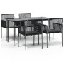 Set comedor jardín 5 pzas y cojines acero ratán sintético negro von , Gartensets - Ref: Foro24-3187067, Preis: 399,38 €, Raba...