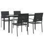 Juego de comedor para jardín 5 piezas ratán sintético y acero by , Garden sets - Ref: Foro24-3187027, Price: 291,57 €, Discou...