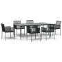Set comedor jardín 7 pzas y cojines acero ratán sintético negro by , Garden sets - Ref: Foro24-3187071, Price: 633,76 €, Disc...