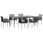 Set comedor jardín 7 pzas y cojines acero ratán sintético negro by , Garden sets - Ref: Foro24-3187071, Price: 633,76 €, Disc...