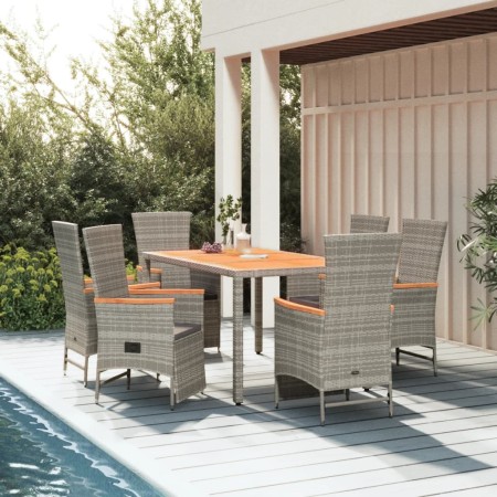 Set comedor jardín 7 pzas y cojines ratán sintético gris by , Garden sets - Ref: Foro24-3157558, Price: 803,03 €, Discount: %