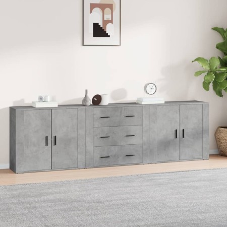 Aparadores 3 piezas madera contrachapada gris cemento de , Aparadores - Ref: Foro24-3185403, Precio: 270,28 €, Descuento: %