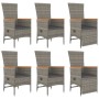 Set comedor jardín 7 pzas y cojines ratán sintético gris by , Garden sets - Ref: Foro24-3157551, Price: 897,37 €, Discount: %