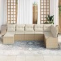 Conjunto de sofá de jardín con cojín 8 pcs Beige Poliratán