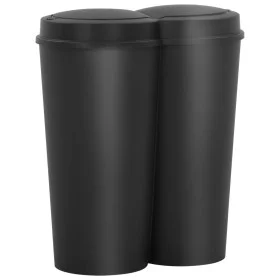 Black double trash can 50 L by vidaXL, Garbage cans and trash cans - Ref: Foro24-150692, Price: 62,23 €, Discount: %