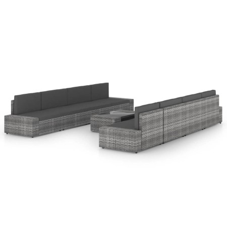 Juego muebles de jardín 9 pzas y cojines ratán sintético gris by , Garden sets - Ref: Foro24-3067176, Price: 830,44 €, Discou...