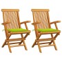 Sillas de jardín 2 uds madera teca con cojines verde brillante von , Gartenstühle - Ref: Foro24-3062498, Preis: 197,97 €, Rab...