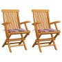 Sillas de jardín 2 uds madera teca con cojines a cuadros rojos by , Garden chairs - Ref: Foro24-3062500, Price: 195,06 €, Dis...