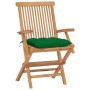 Sillas de jardín 4 uds madera maciza de teca con cojines verdes von , Gartenstühle - Ref: Foro24-3065637, Preis: 378,32 €, Ra...