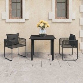 Set de comedor de jardín de 3 piezas PVC ratán negro de , Conjuntos de jardín - Ref: Foro24-3060094, Precio: 222,52 €, Descue...