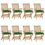 Sillas de jardín 8 uds madera maciza de teca con cojines verdes by , Garden chairs - Ref: Foro24-3072909, Price: 630,01 €, Di...